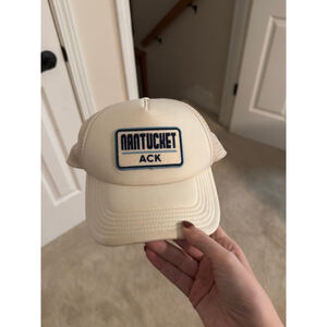 Women's Unbranded Nantucket ACK Beige Blue Trucker Hat One Size